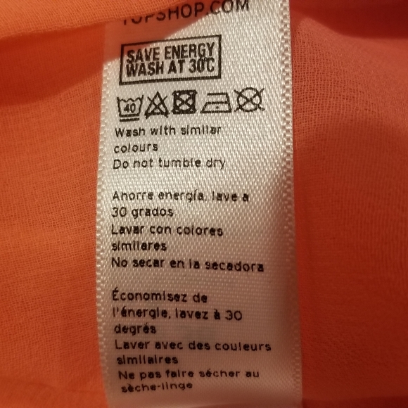 Topshop Fluro Coral pleated asymmetrical hem dress - Picture 6 of 6